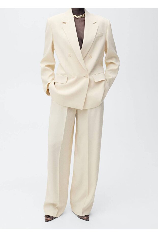 Wideleg Cuffed Fabric Pants