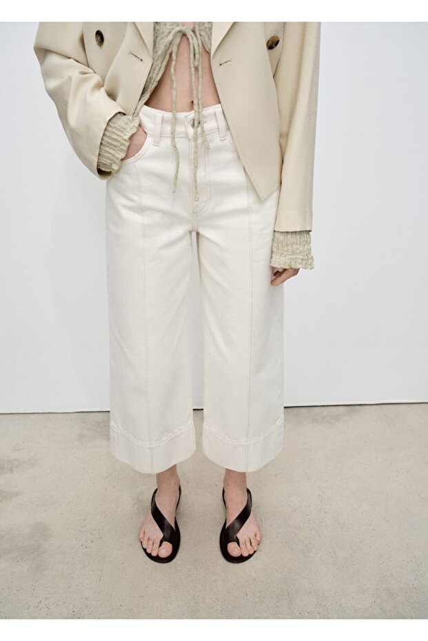 Wideleg crop dikişli jean - 1