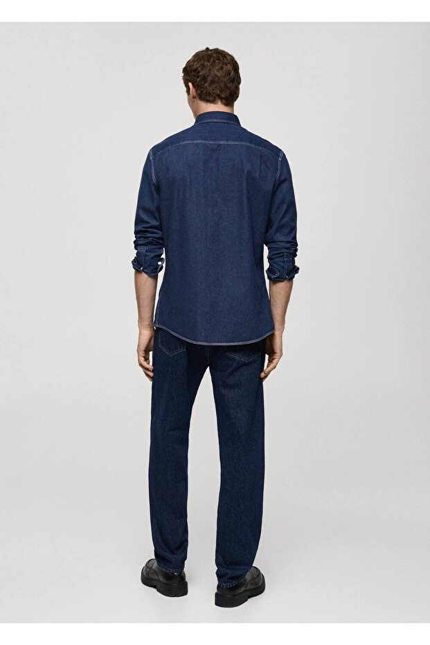 Normal kesim denim gömlek - 4