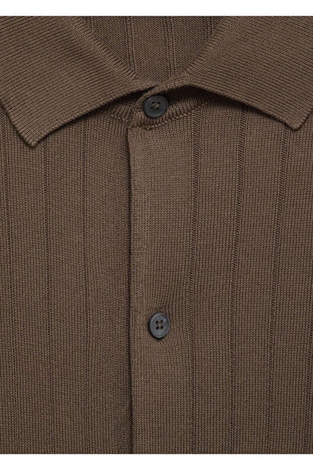 Çizgili kalıplı gömlek - 5