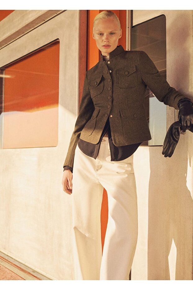 Kareli yün ceket - 6