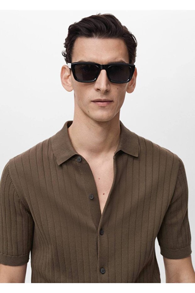 Çizgili kalıplı gömlek - 7