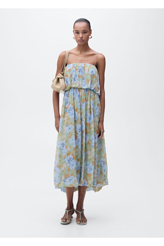 Blumenkleid mit gerafftem Bund - 2