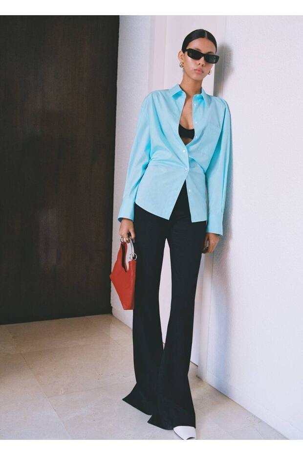 Geniş Kesim Poplin Gömlek - 8