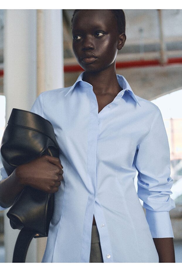 Dar kesim pamuklu gömlek - 1