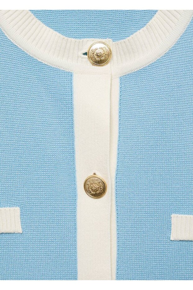 Kontrast şeritli triko yelek - 8