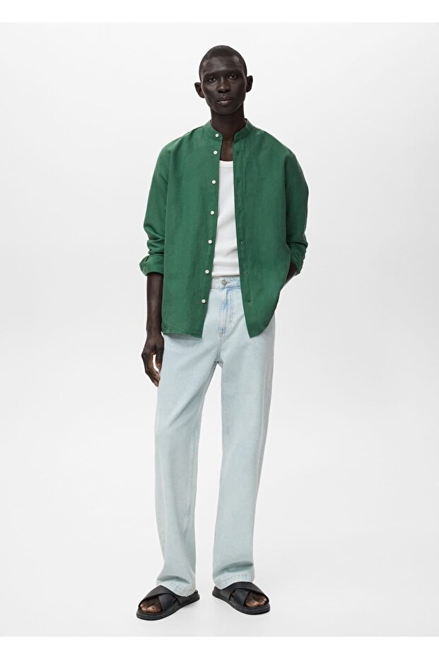 Hakim yaka keten gömlek - 2