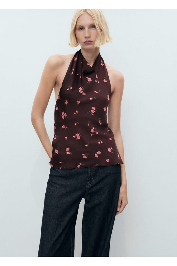 Çiçekli Drape Bluz - 1