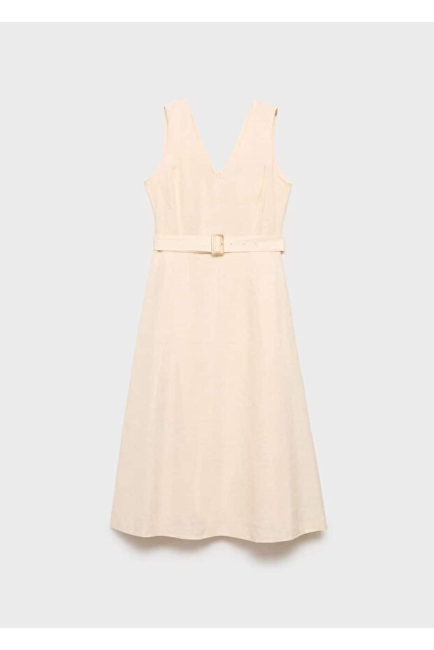 Leinenkleid mit Gürtel - 3