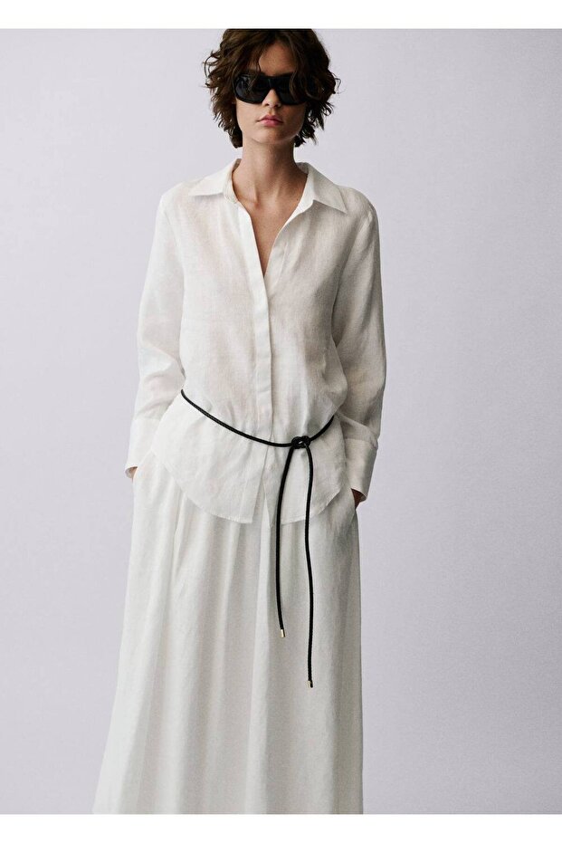 Regular kesim keten gömlek - 4