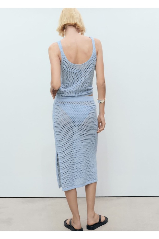 Stras detaylı triko etek - 4