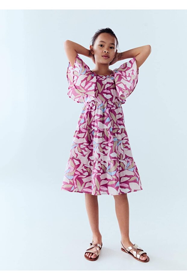 Desenli kısa elbise - 4