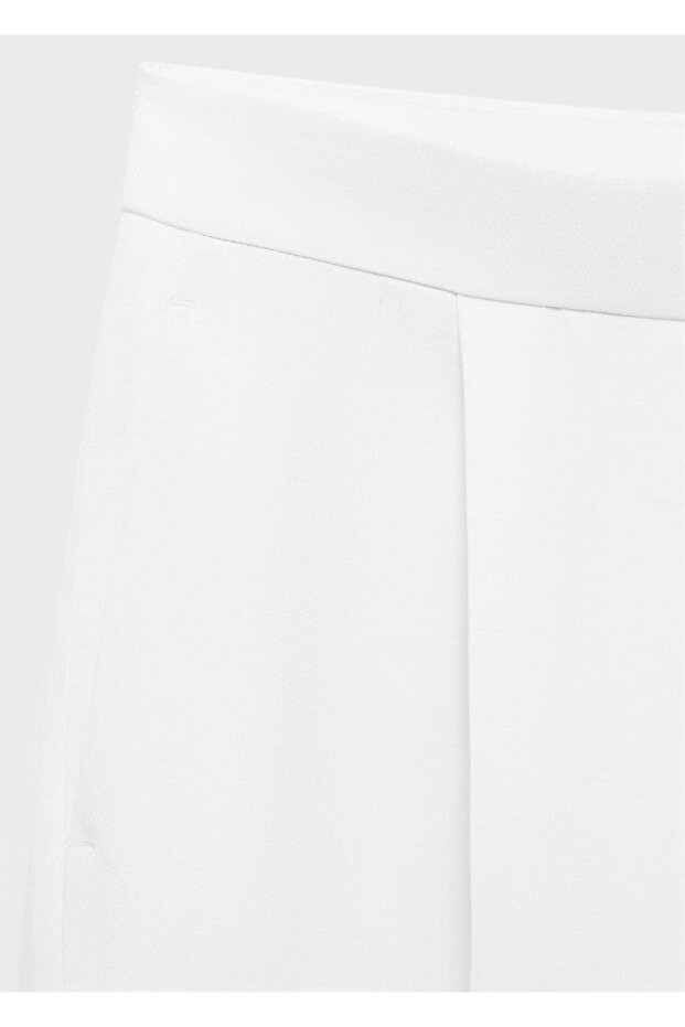 Keten karışımlı pileli pantolon - 5