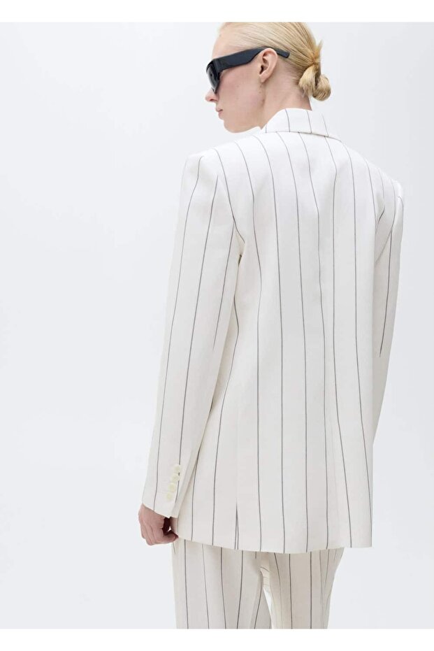 Çizgili kumaş blazer ceket - 4