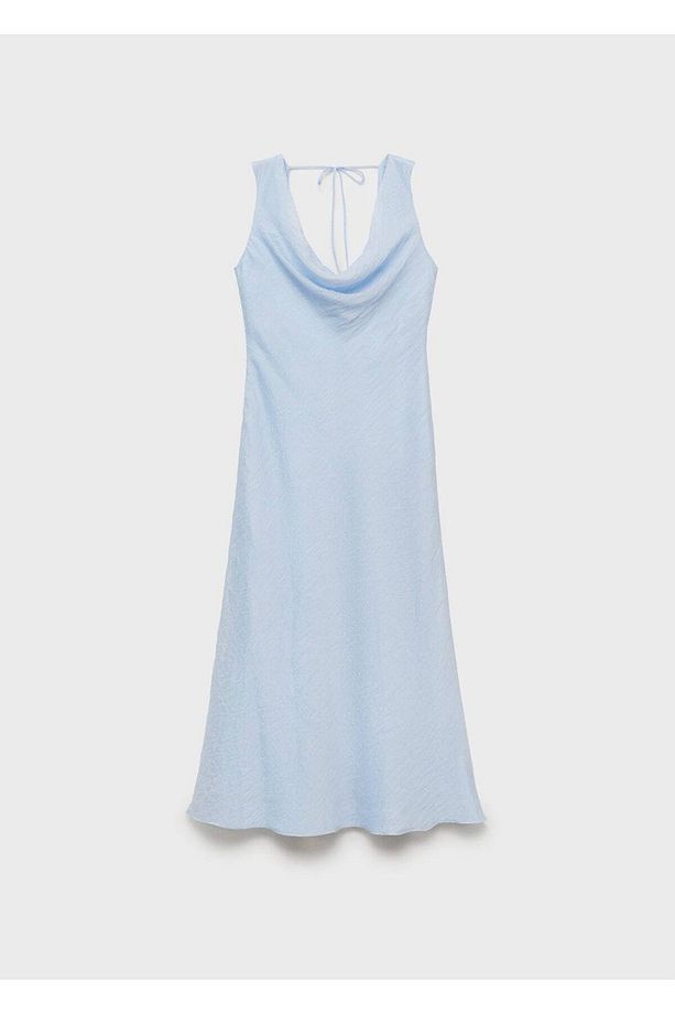 Drape yaka midi elbise - 3