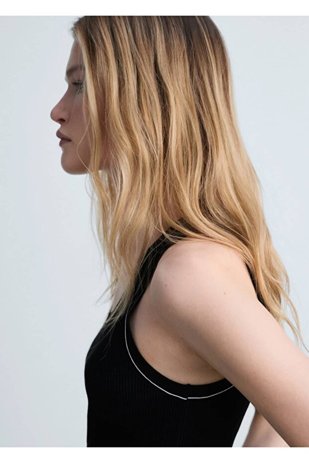 Kontrast süslemeli ribana bluz - 7