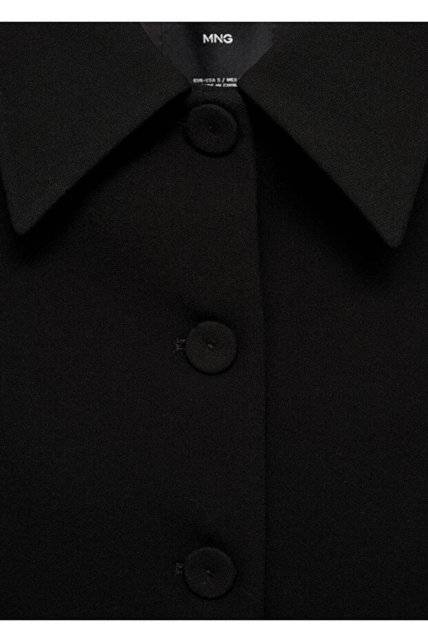 Yakalı crop ceket - 8