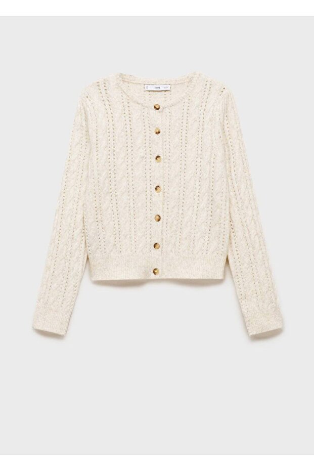 Ajur detaylı örgü desenli hırka - 3