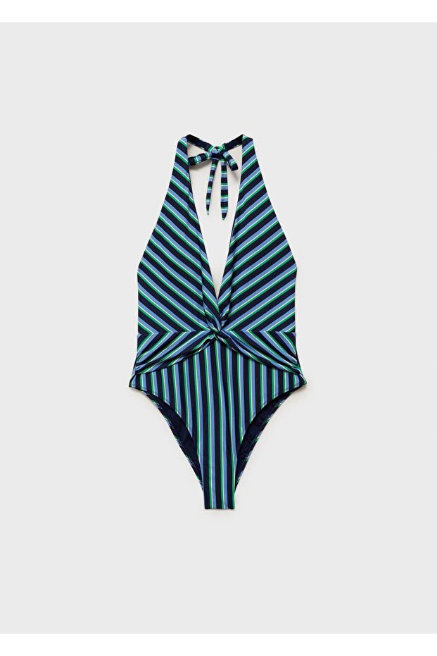 Çizgili halter yaka mayo - 3