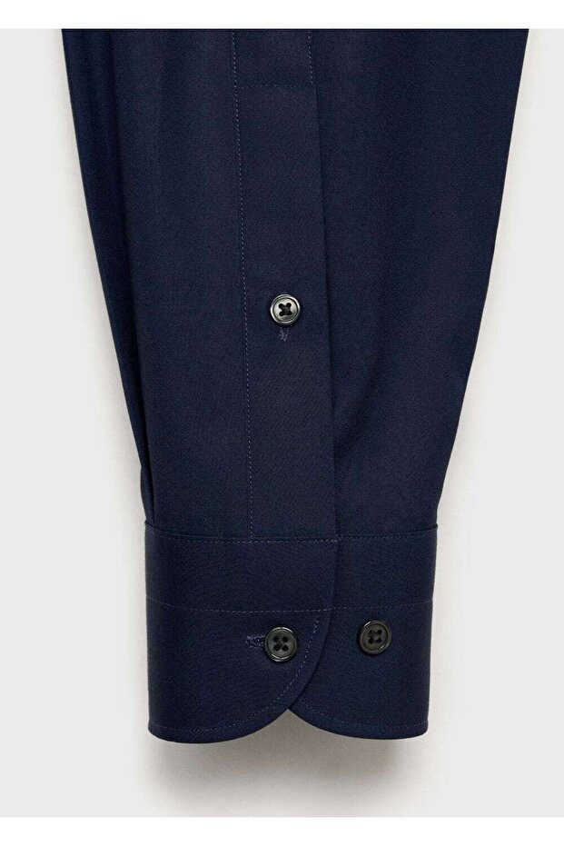 Slim fit pamuklu poplin gömlek - 5