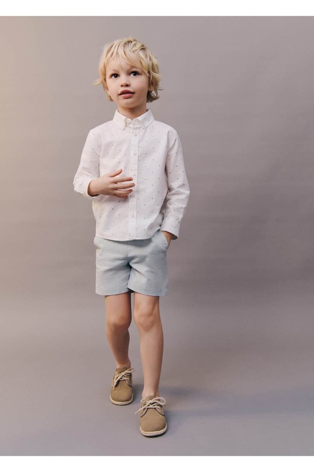 Keten karışımlı bermuda şort - 5