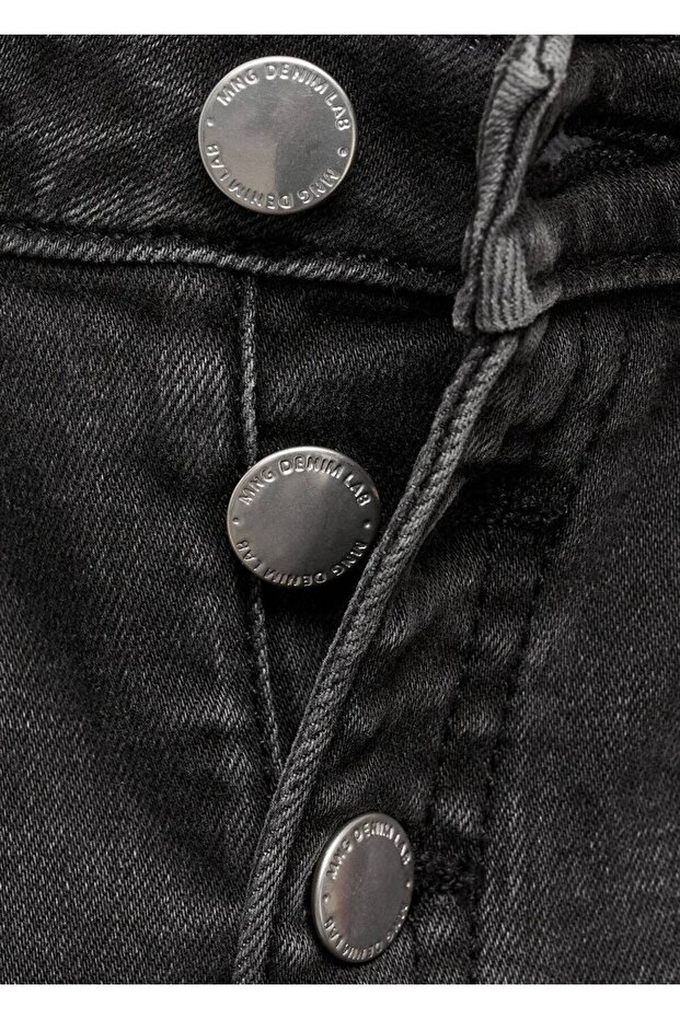 Düğmeli flared jean pantolon - 5