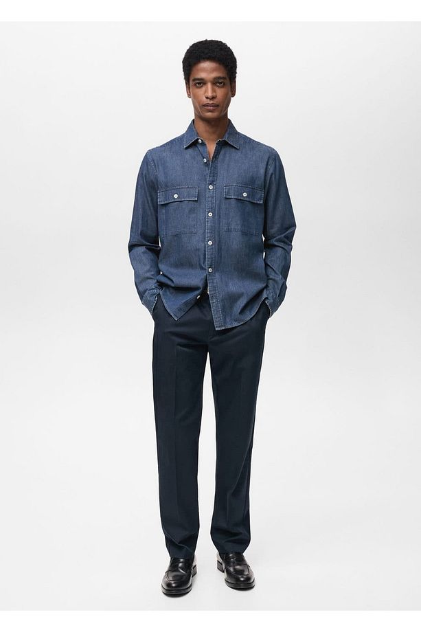 %100 pamuklu chambray gömlek - 2