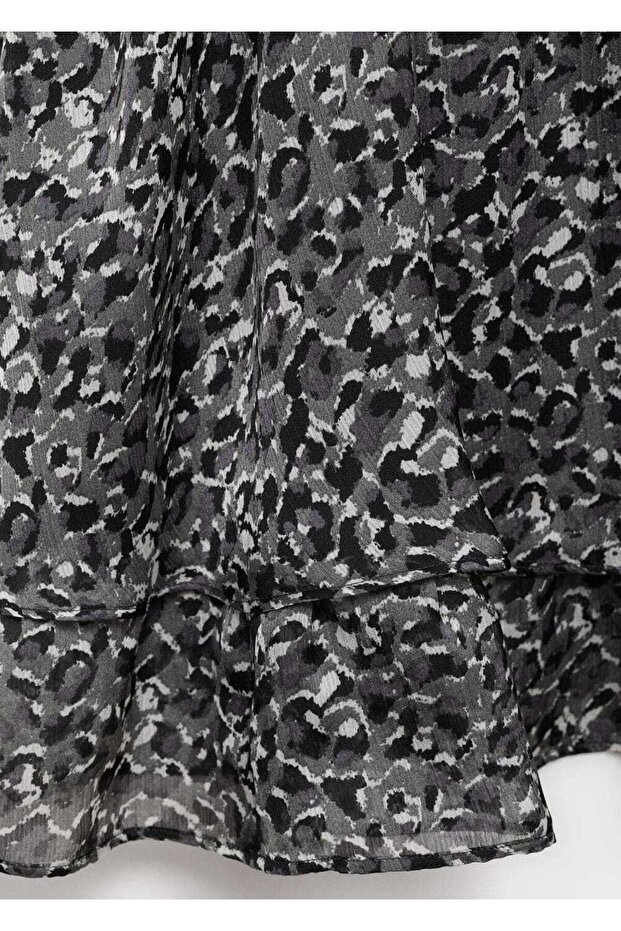 Hayvan desenli volanlı elbise - 8