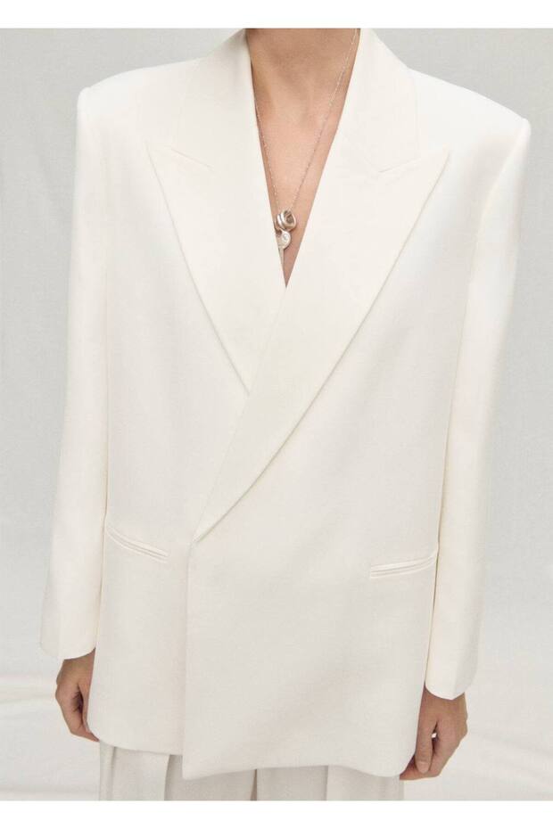 Çift Düğmeli Lyocell Blazer Ceket - 1