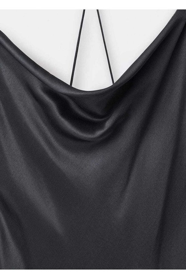 Drape yakalı ipek elbise - 7
