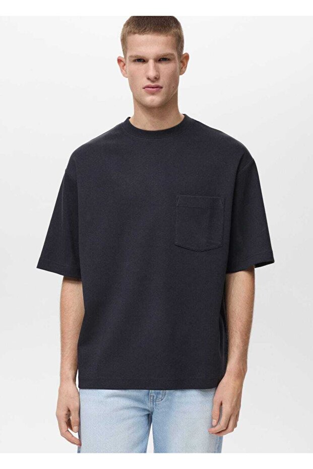Oversize pamuklu cepli tişört - 1