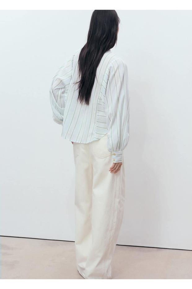 Çizgili desenli gömlek - 4