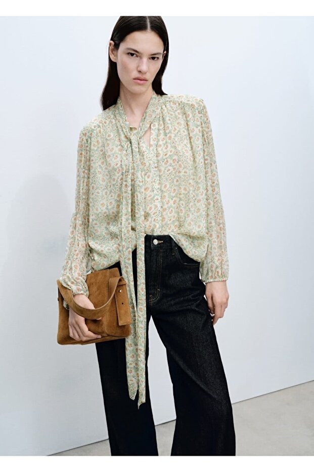 Bluse mit Blumenbündel-Detail - 1