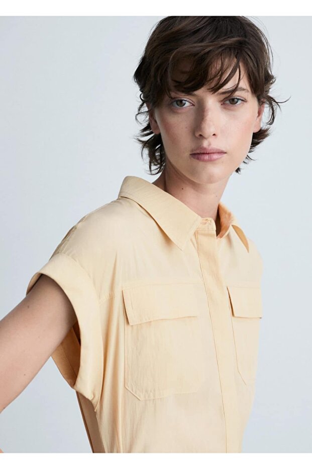 Düğüm detaylı gömlek elbise - 7