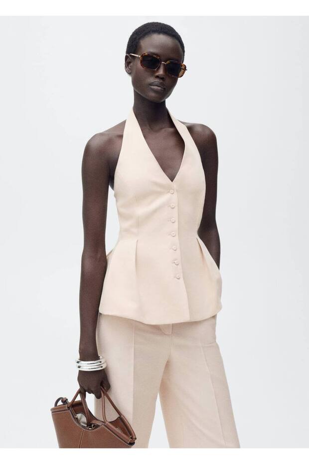 Halter yaka pensli yelek - 1