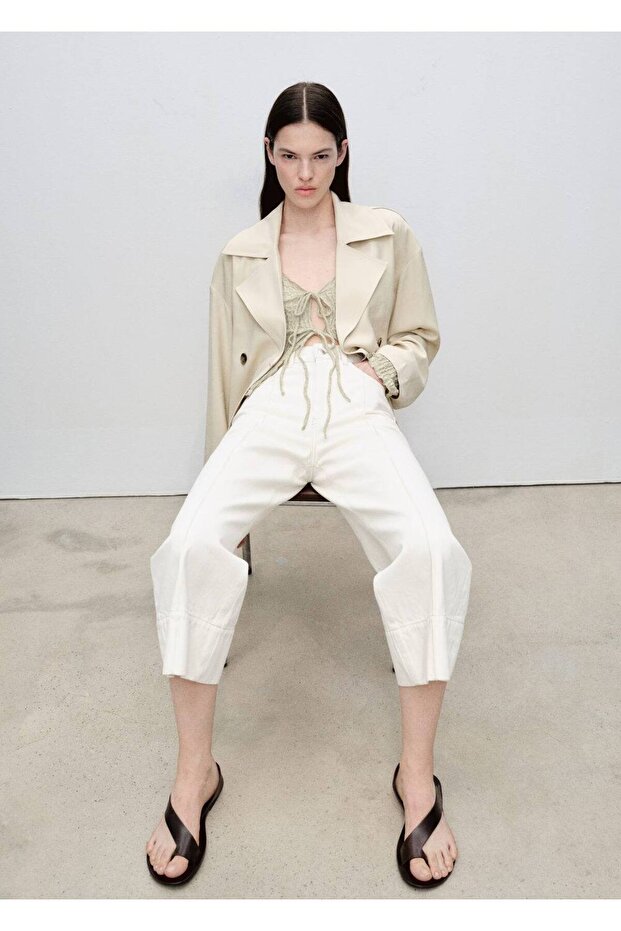 Wideleg crop dikişli jean - 5