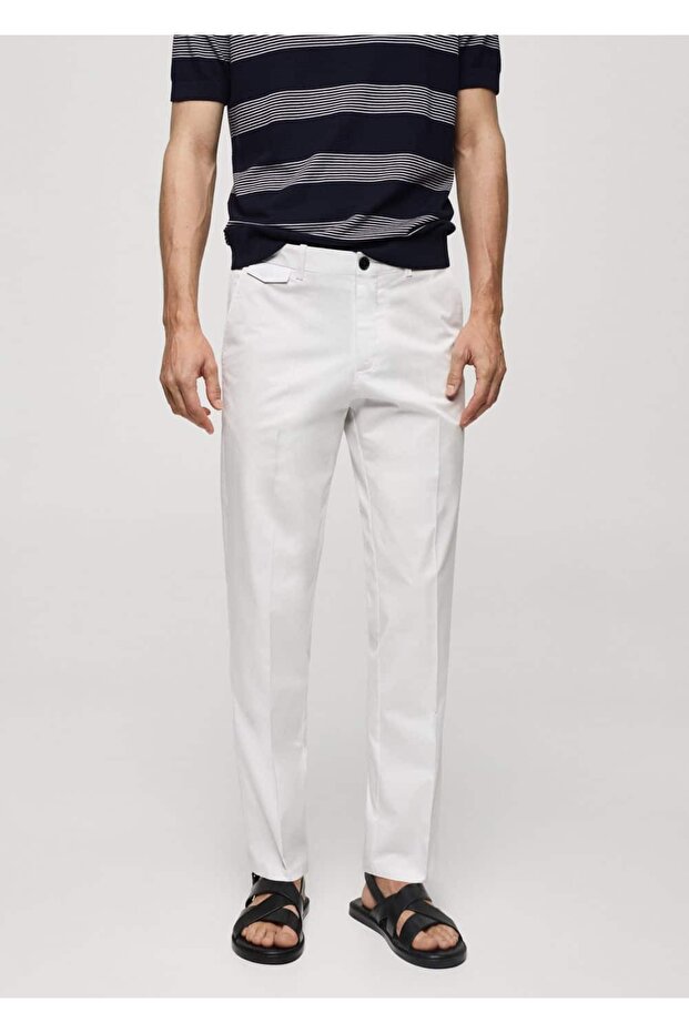 Regular kesim kalıplı pamuklu pantolon - 1