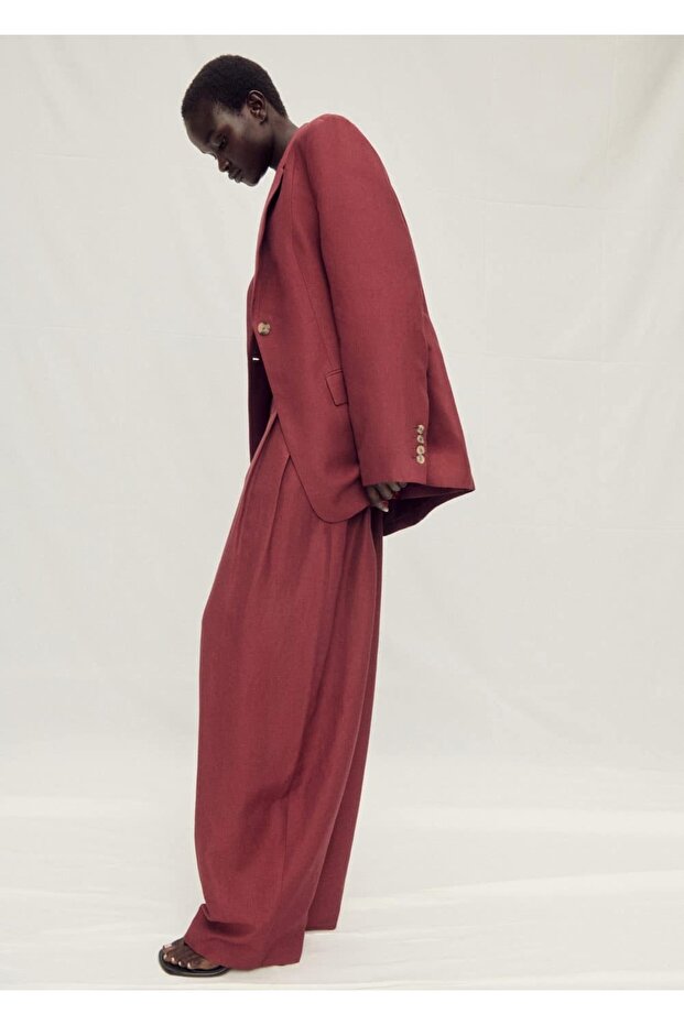 Wideleg keten karışımlı pantolon - 5