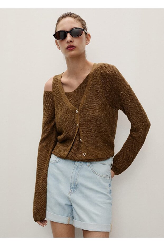 Yüksek Bel Mom-fit Denim Şort - 1