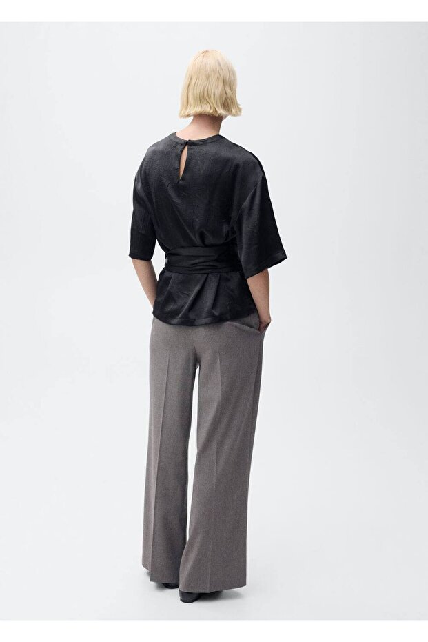 Kemerli Saten Bluz - 4