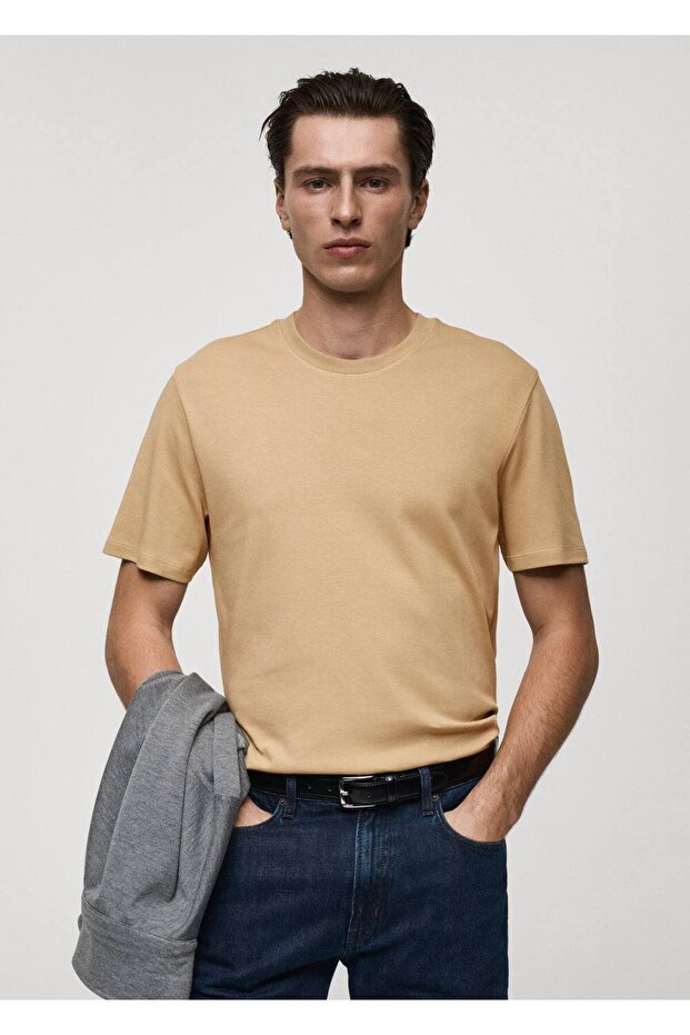 Regular kesim %100 pamuklu tişört - 1