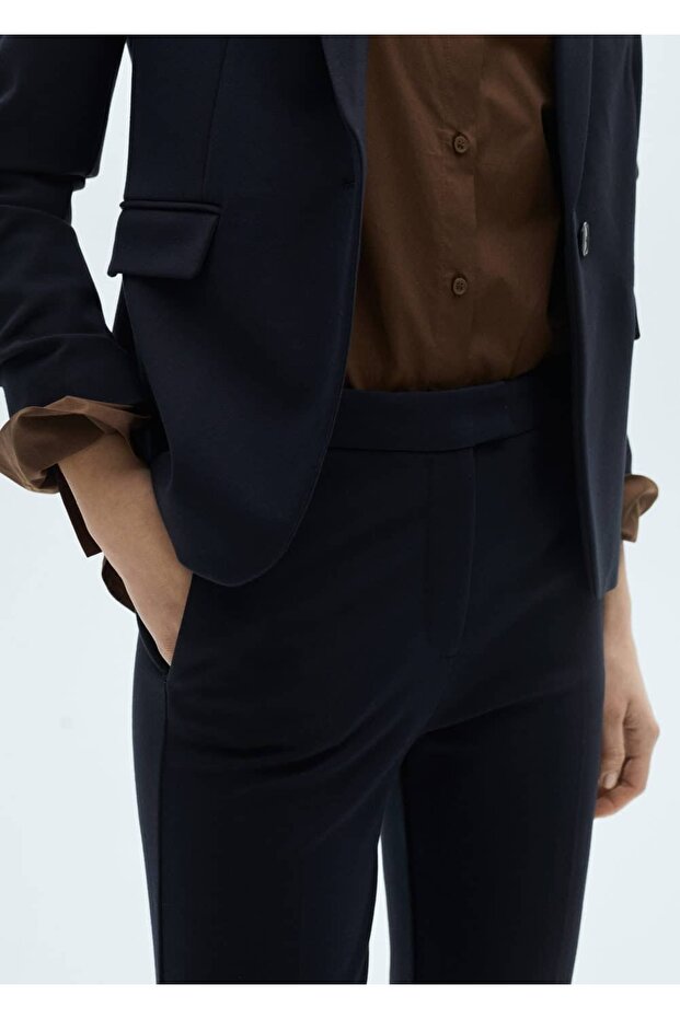 Düz kesim orta belli pantolon - 6