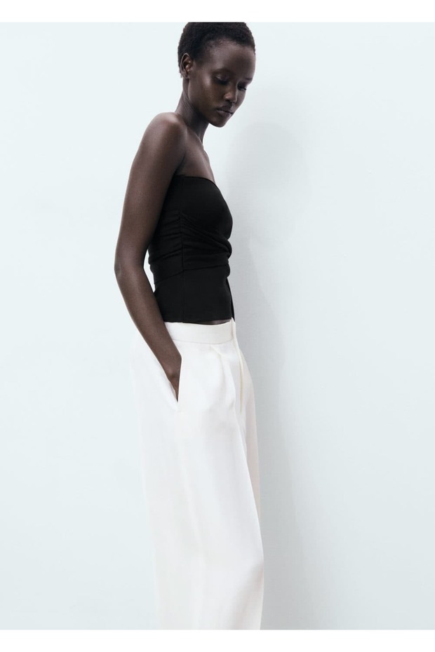 Keten karışımlı pileli pantolon - 8