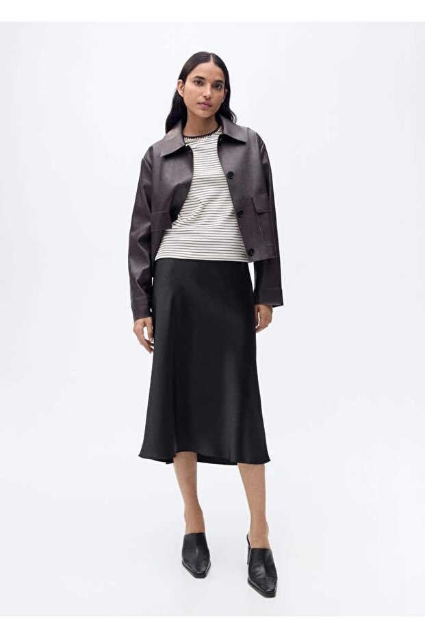 Kontrast süslemeli pamuklu tişört - 2