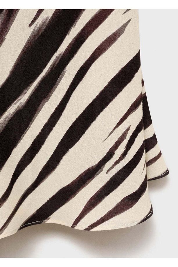 Zebra desenli midi elbise - 5