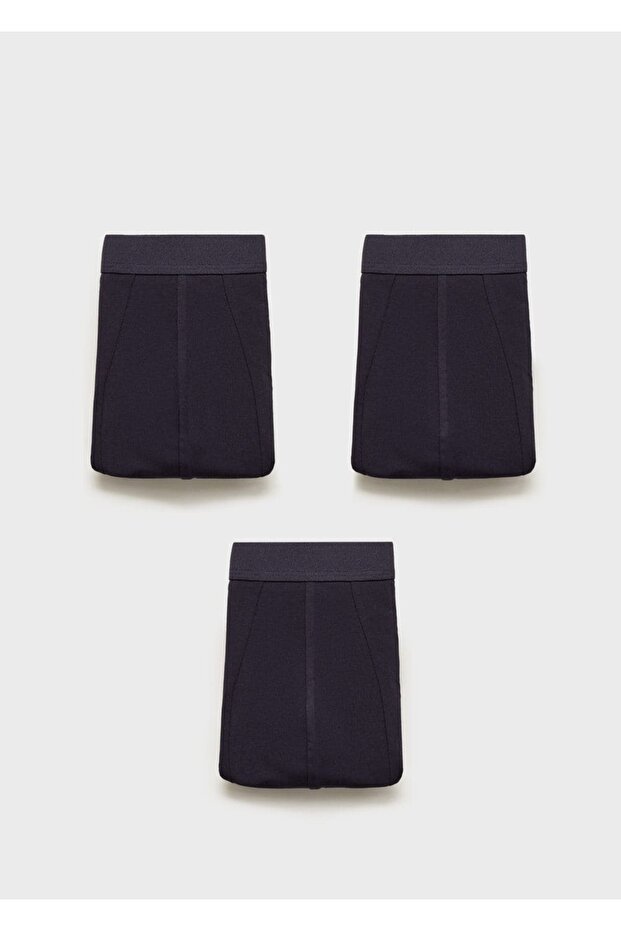 3'lü mavi pamuklu boxer seti - 1