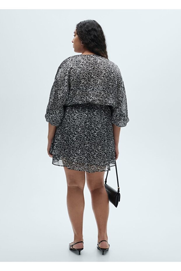 Hayvan desenli volanlı elbise - 5