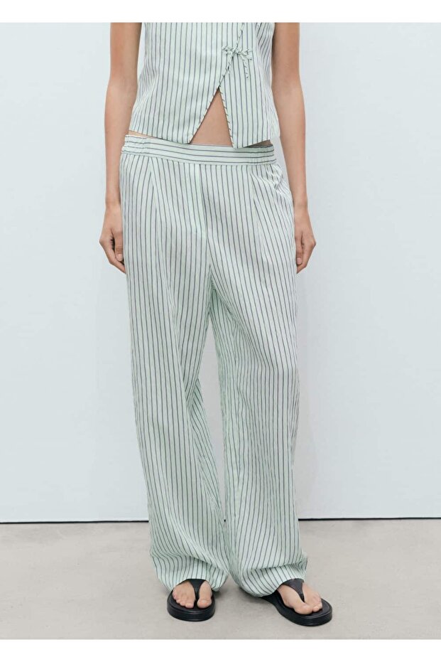 Çizgili dökümlü pantolon - 1