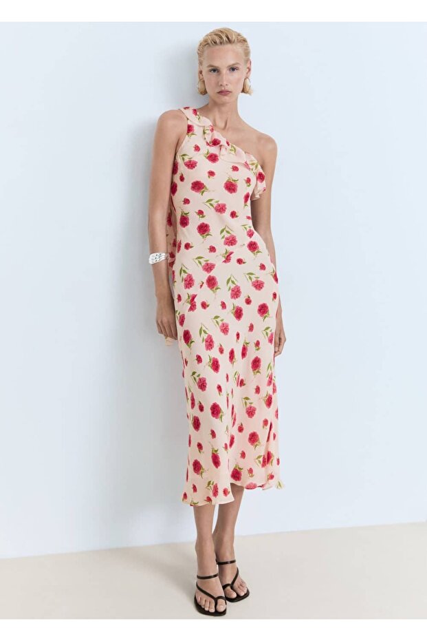 Çiçekli fırfırlı elbise - 2