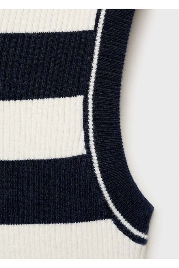 Çizgili triko bluz - 7